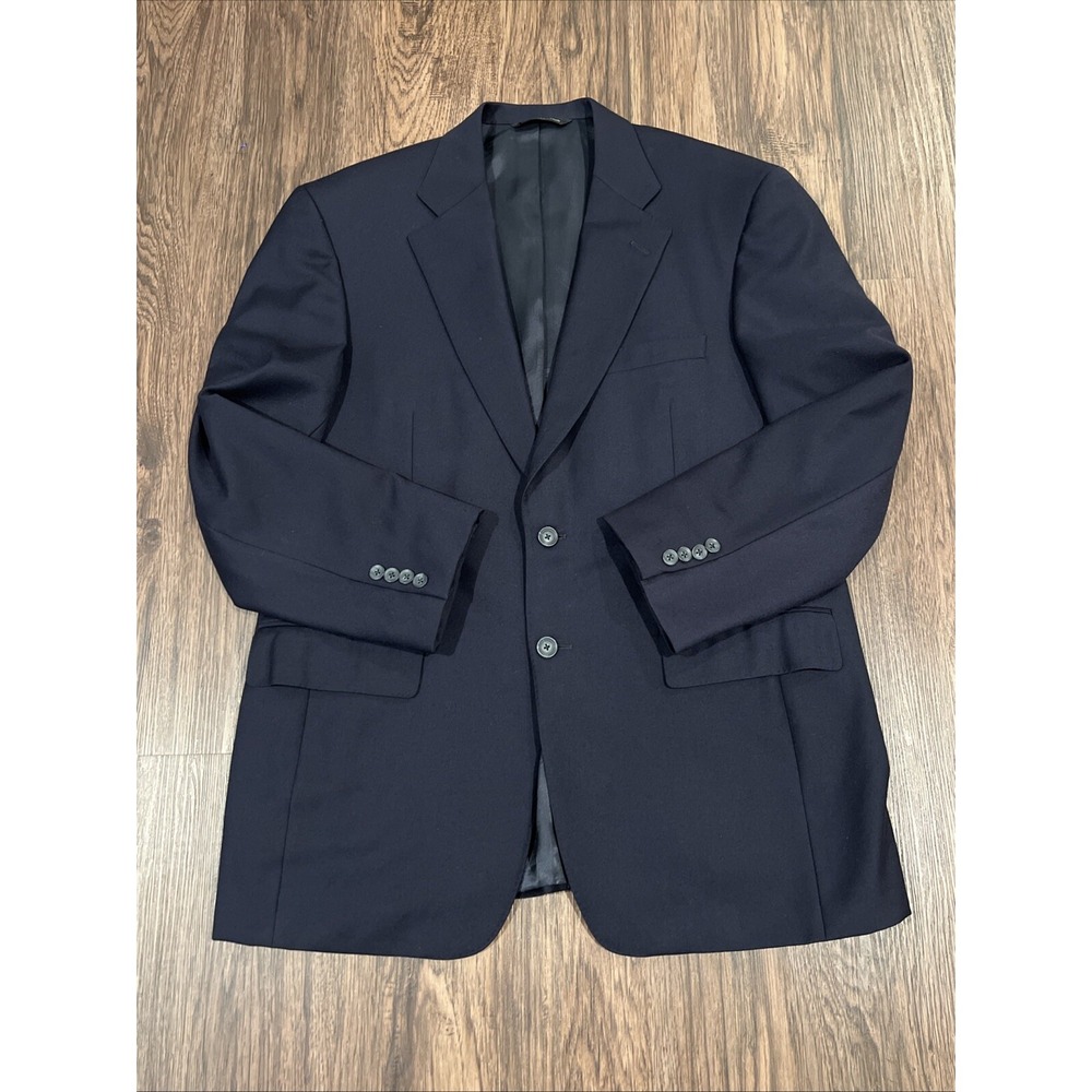 Samuelsohn Solid Navy Blue Super 100's Wool Cashmere Flannel Jacket Blazer 42R